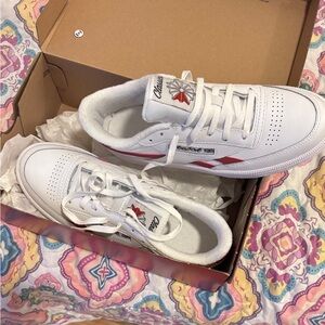 Reebok White and Red Kids Sneakers